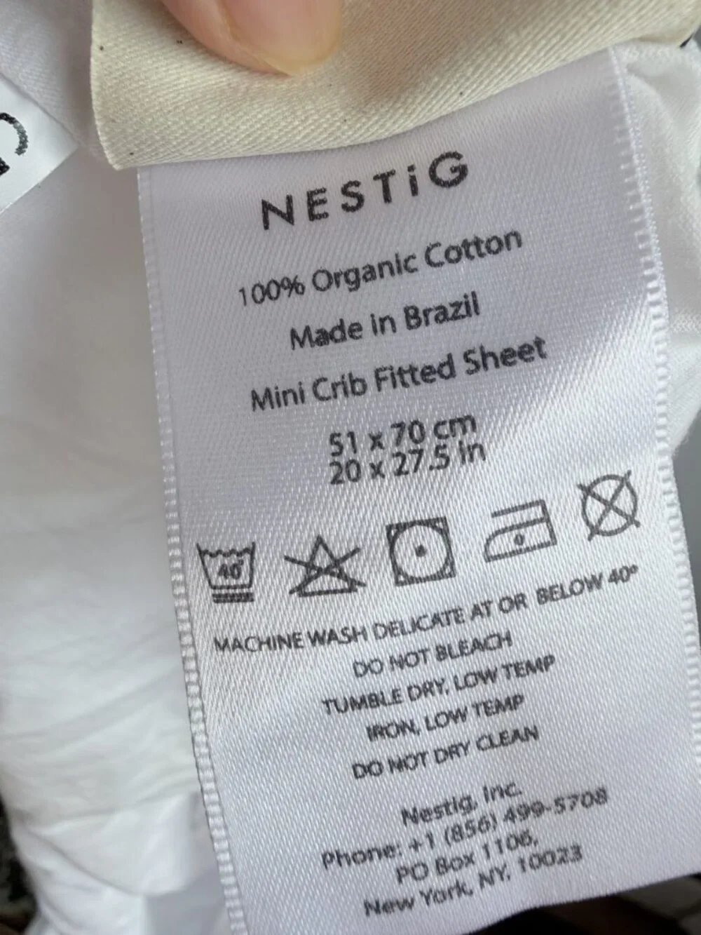 Nestig Mini Crib Fitted Sheet White 100% Organic Cotton